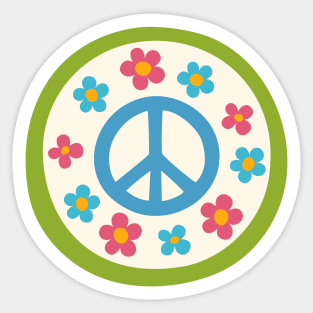 Peace symbol with flower Sticker